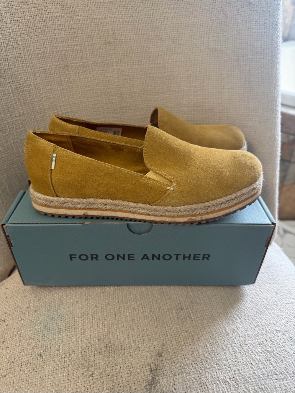 Mustard Suede Slip-On Espadrille Loafers - Women’s
